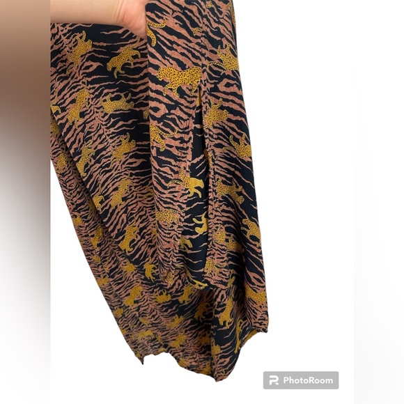 LA CERA Tiger Prints Midi Slits Mother Of Pearl Buttons Plus Dress Size 4X - Picture 4 of 10